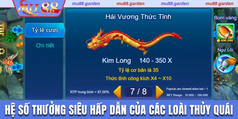 Hệ số thưởng siêu hấp dẫn của các loài thủy quái
