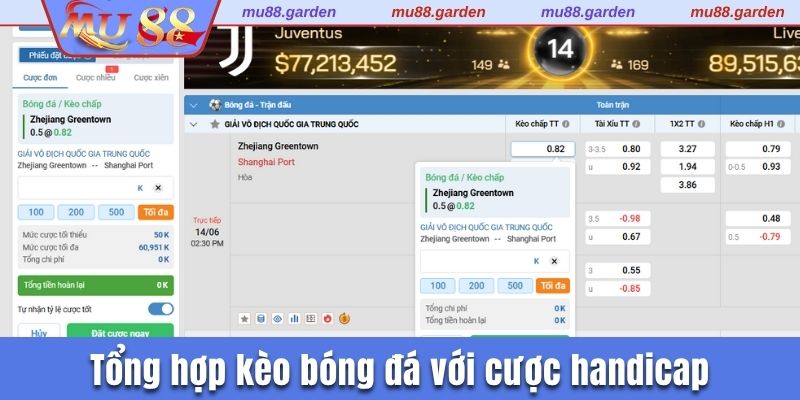 Tổng hợp kèo bóng đá với cược handicap